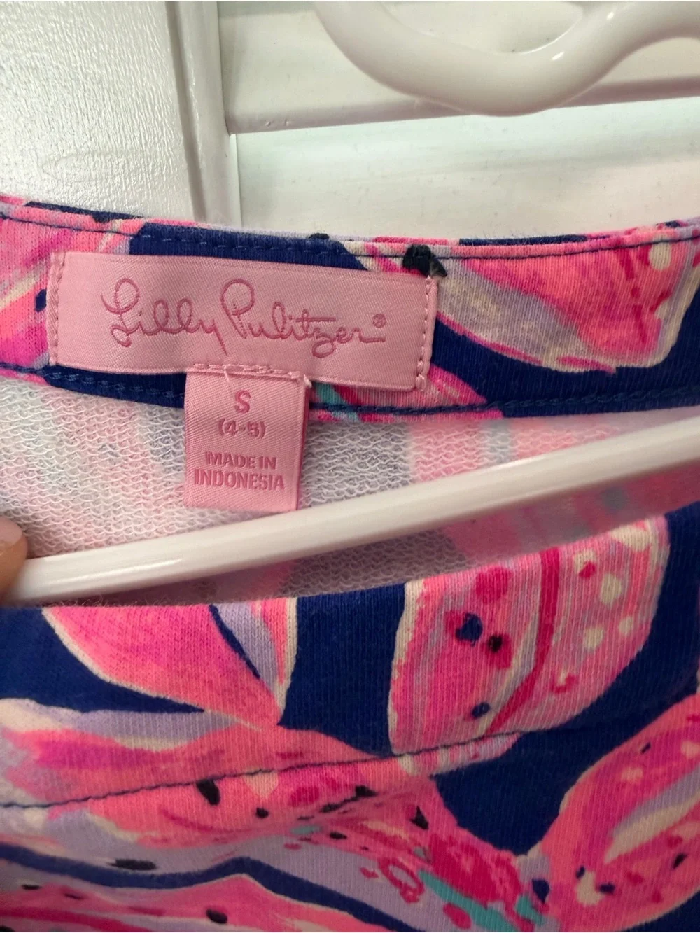 Lilly Pulitzer Pink Floral on Navy Shift Dress size girls Small
